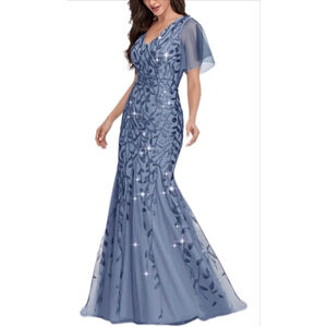 NEW Elegant Mother of Bride Sequin Mermaid Embroidery Evening Dress 2X